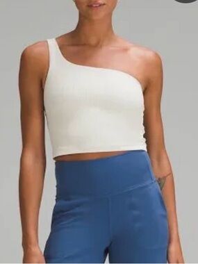 Lululemon One-Shoulder off White Ribbed Crop Top - Women